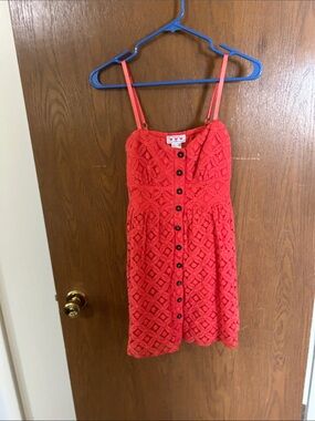 Trixxi Coral Lace Button-Front Sundress/tank top
